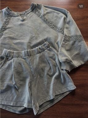 Casual Washed Green Women’s Shorts set